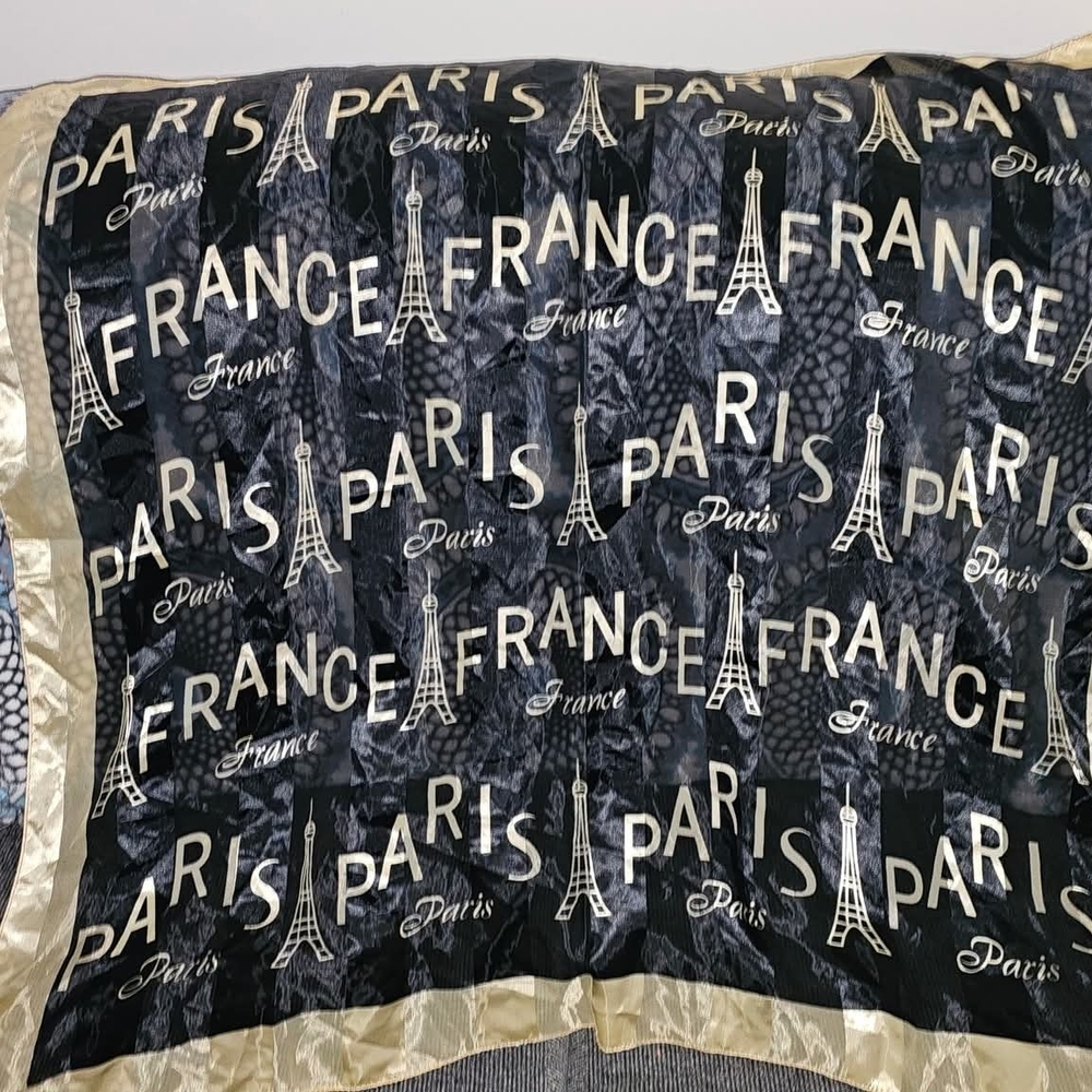Paris France Themed Black and Cream Women's Scarf Tablecloth Etc